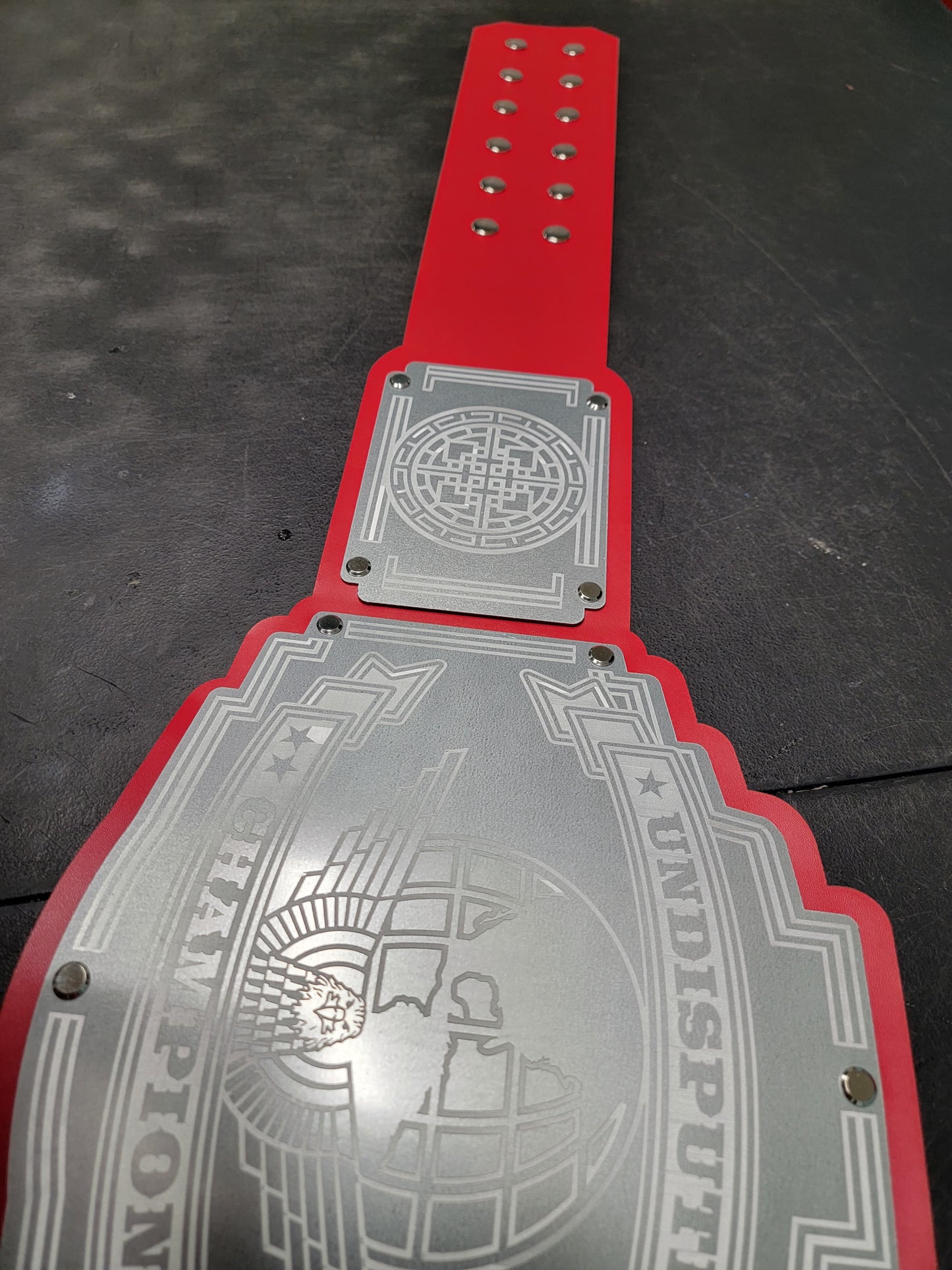 Undisputed Champion Red Strap- Bomber Series Budget Economy Model - Silver Plates