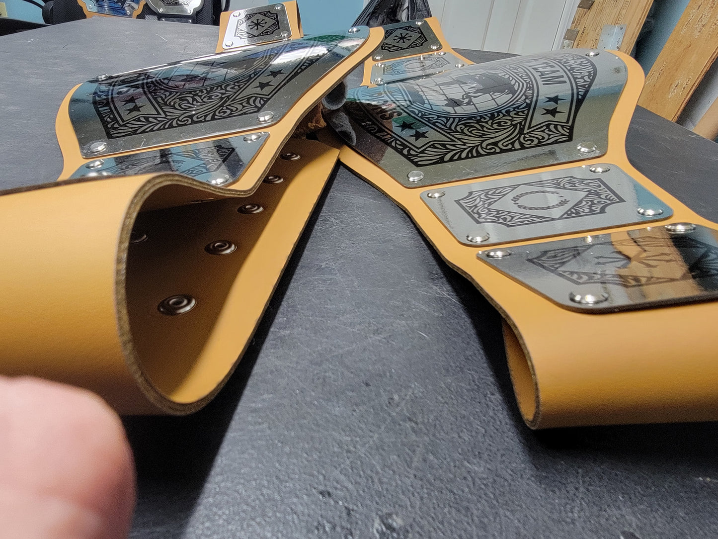 Tag Team Championship Belts - Avenger Series - Chrome- Peanut Butter Straps