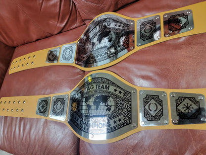 Tag Team Championship Belts - Avenger Series - Chrome- Peanut Butter Straps
