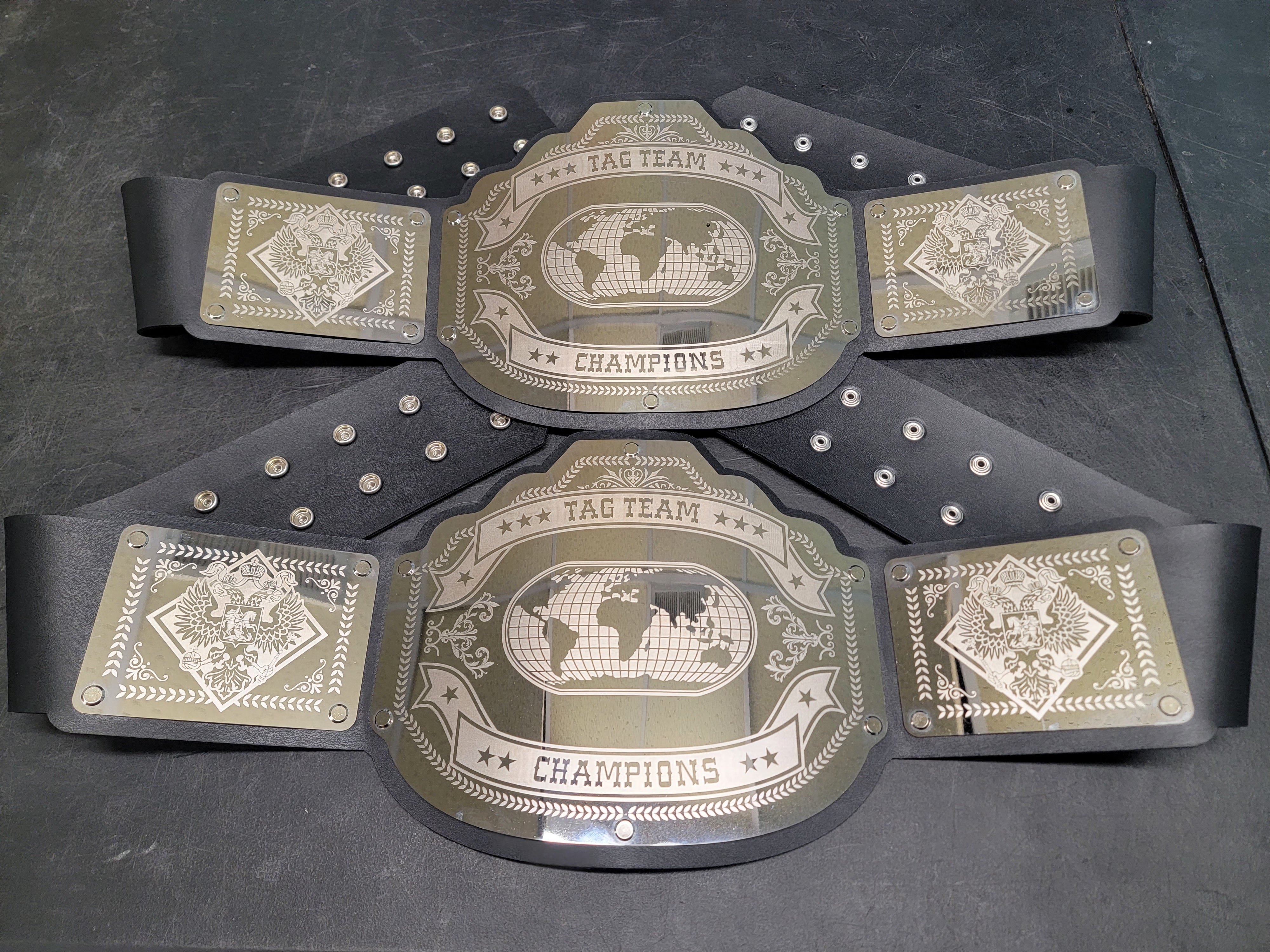 Tag Team Championship Belts - Commander Series - Chrome