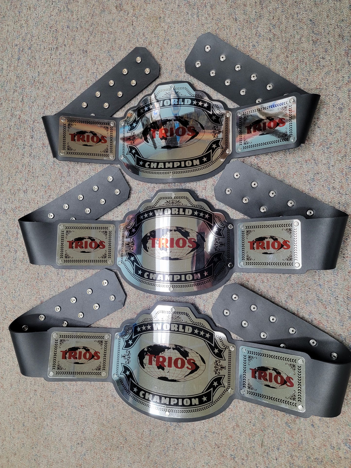 World Trios Champion Championship Belts - Commander Series - Chrome
