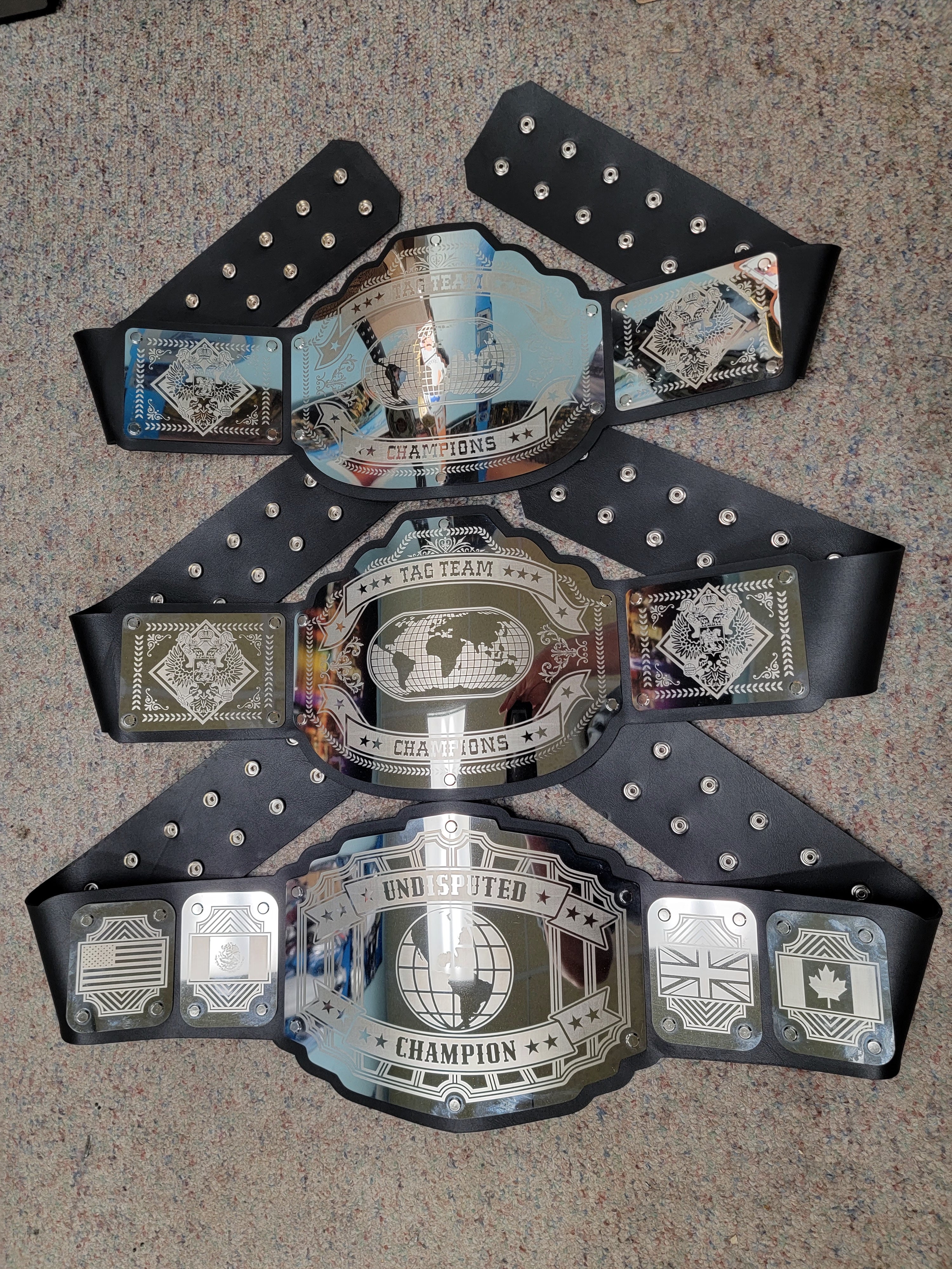 3 pack Championship Belts - Commander Legend Series - Chrome