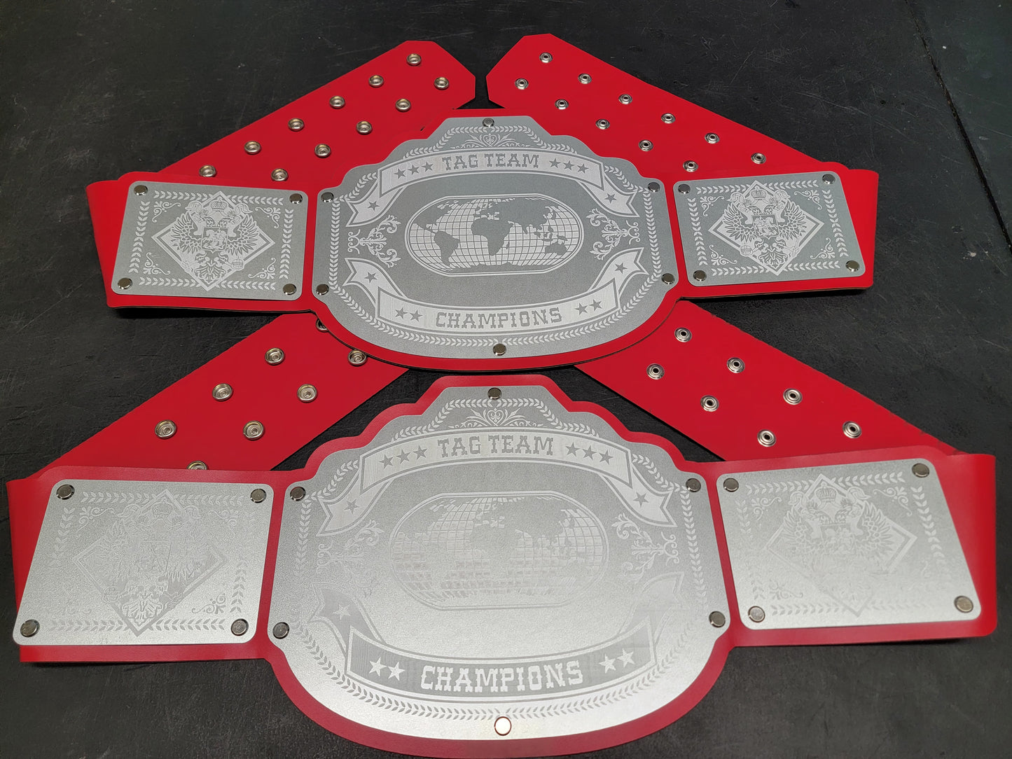 Tag Team Champions Championship Belts - Commander Series - Silver