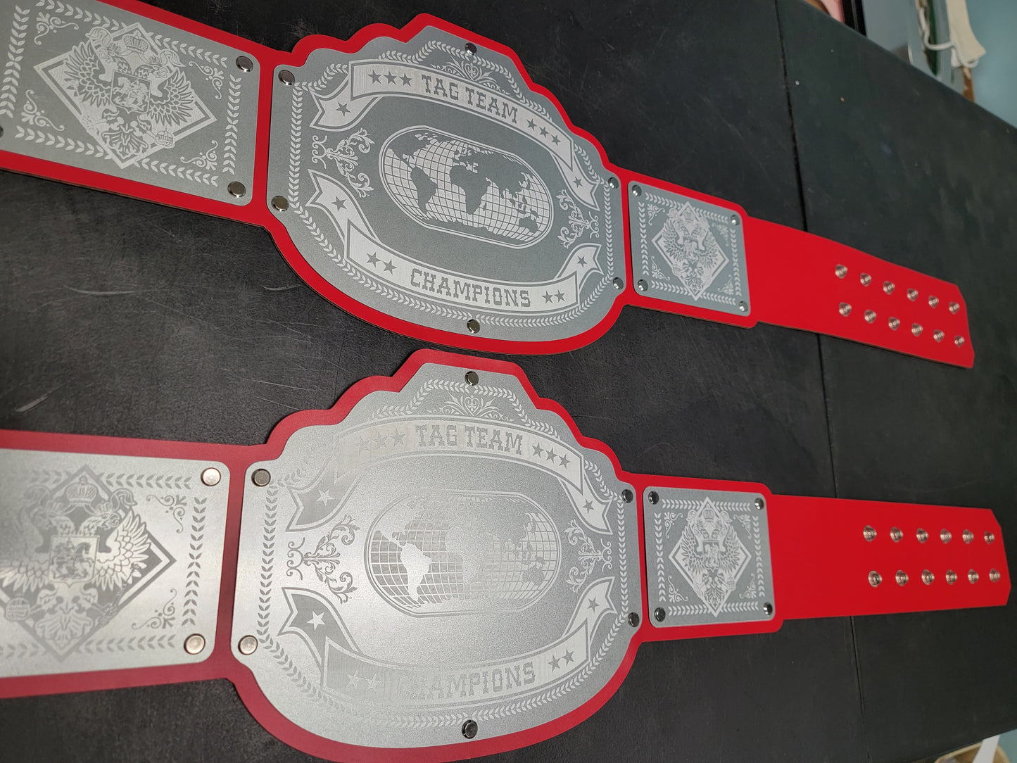 Tag Team Champions Championship Belts - Commander Series - Silver