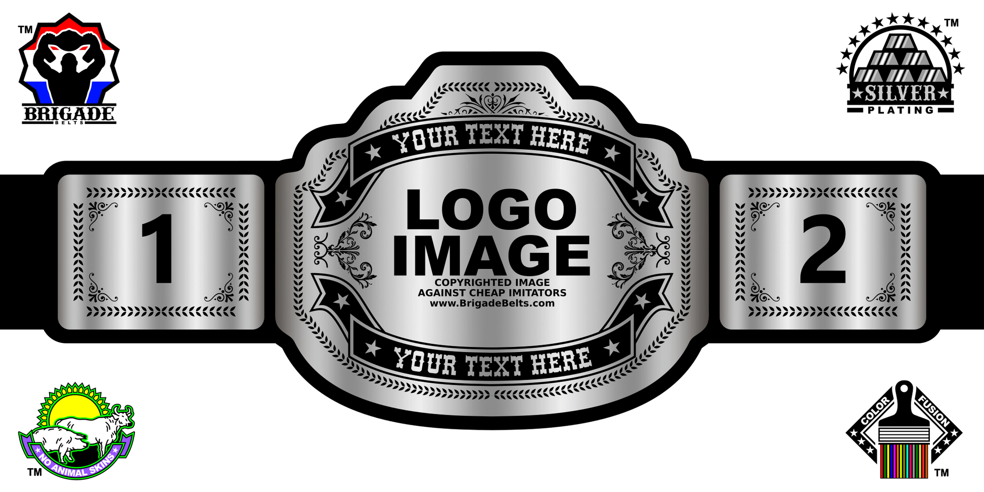  customizable championship belt with text and logo placeholders