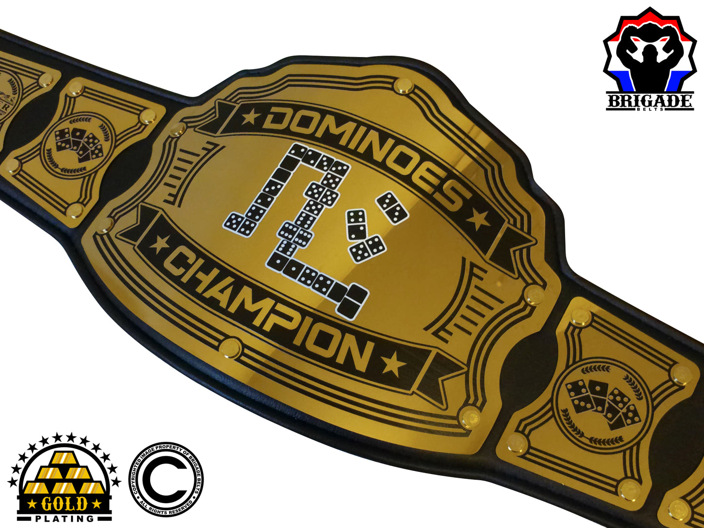 Dominoes Championship Title Belt - Pioneer Series - Gold