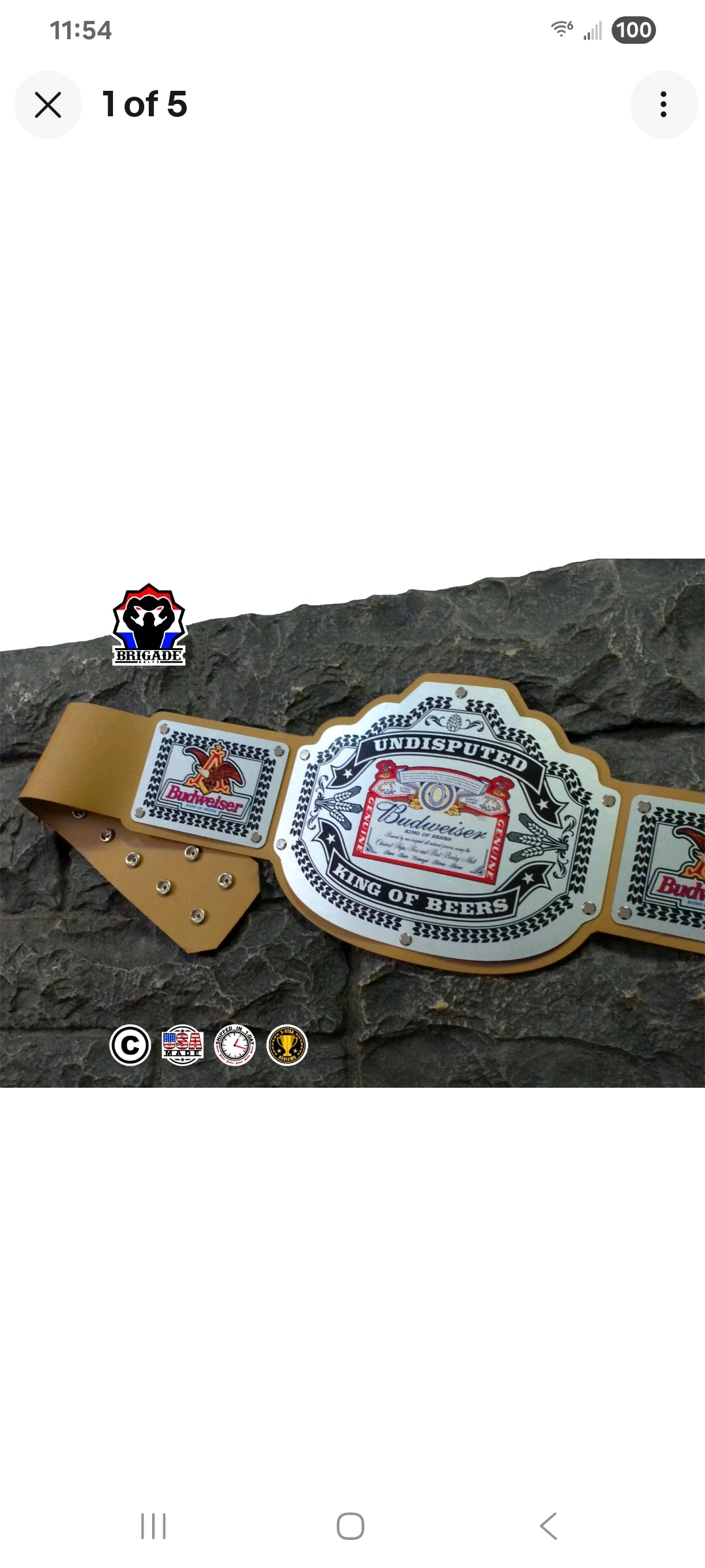 Budweiser Championship Title Belt - Commander Series - Silver