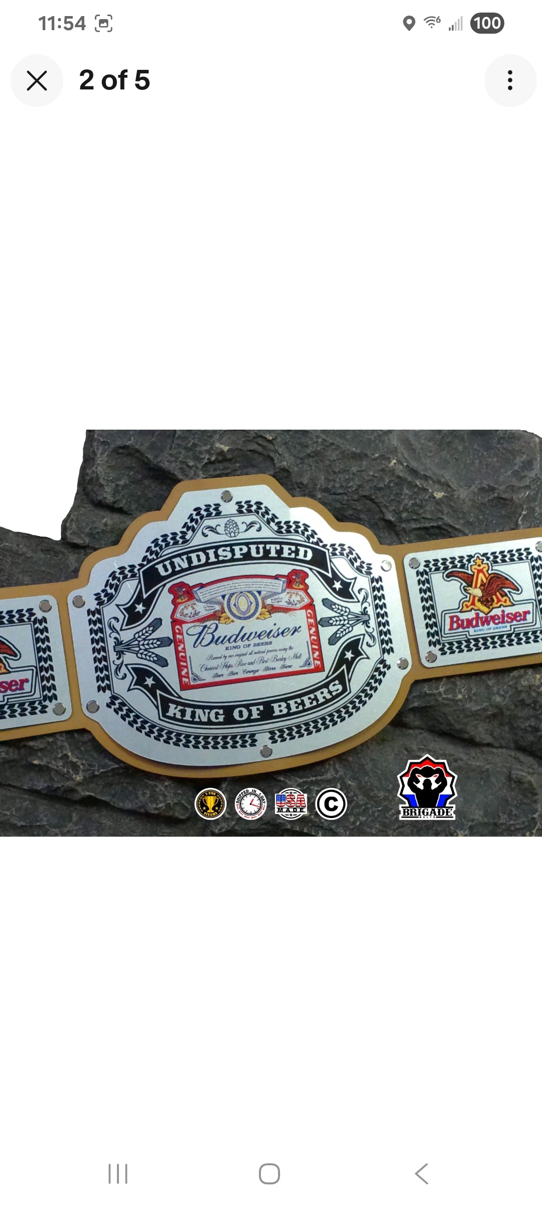 Budweiser Championship Title Belt - Commander Series - Silver