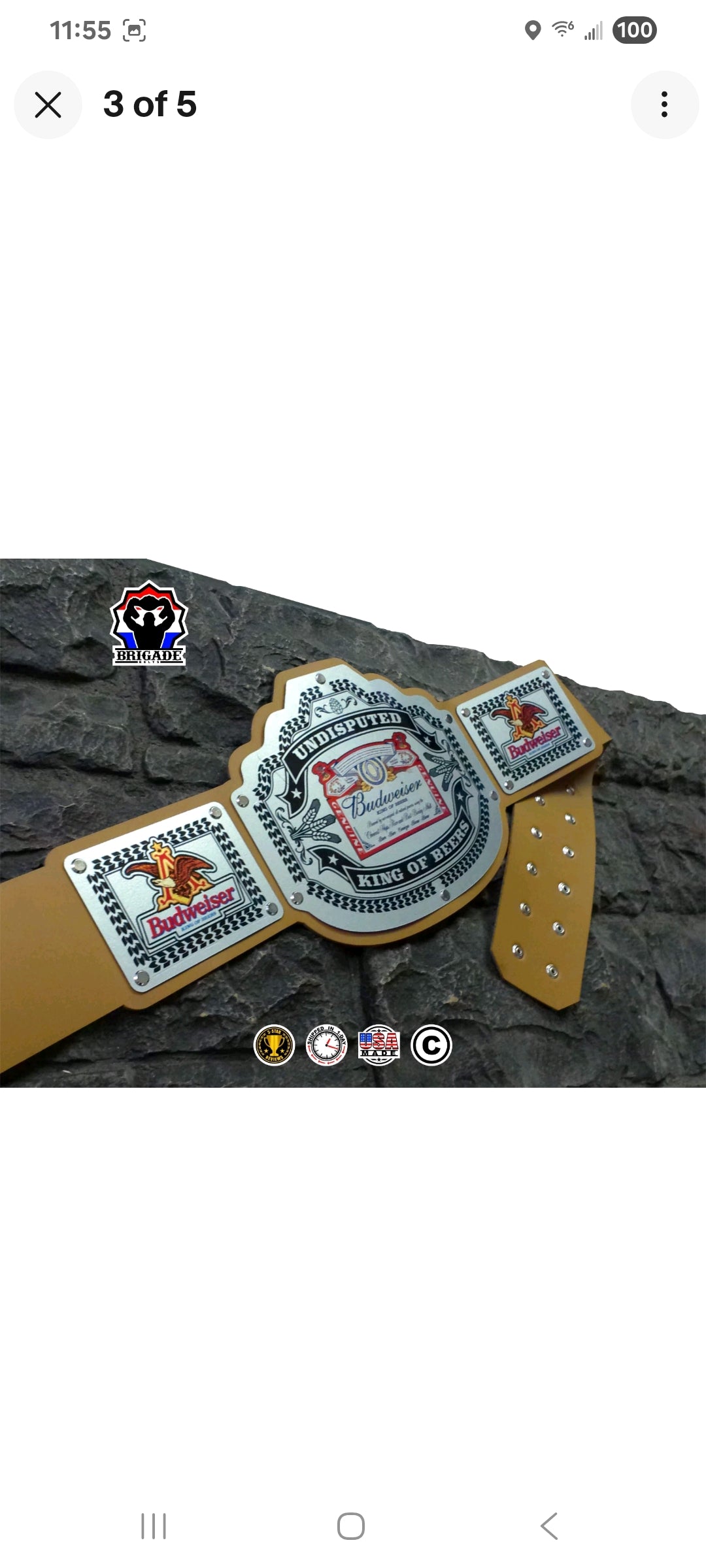 Budweiser Championship Title Belt - Commander Series - Silver