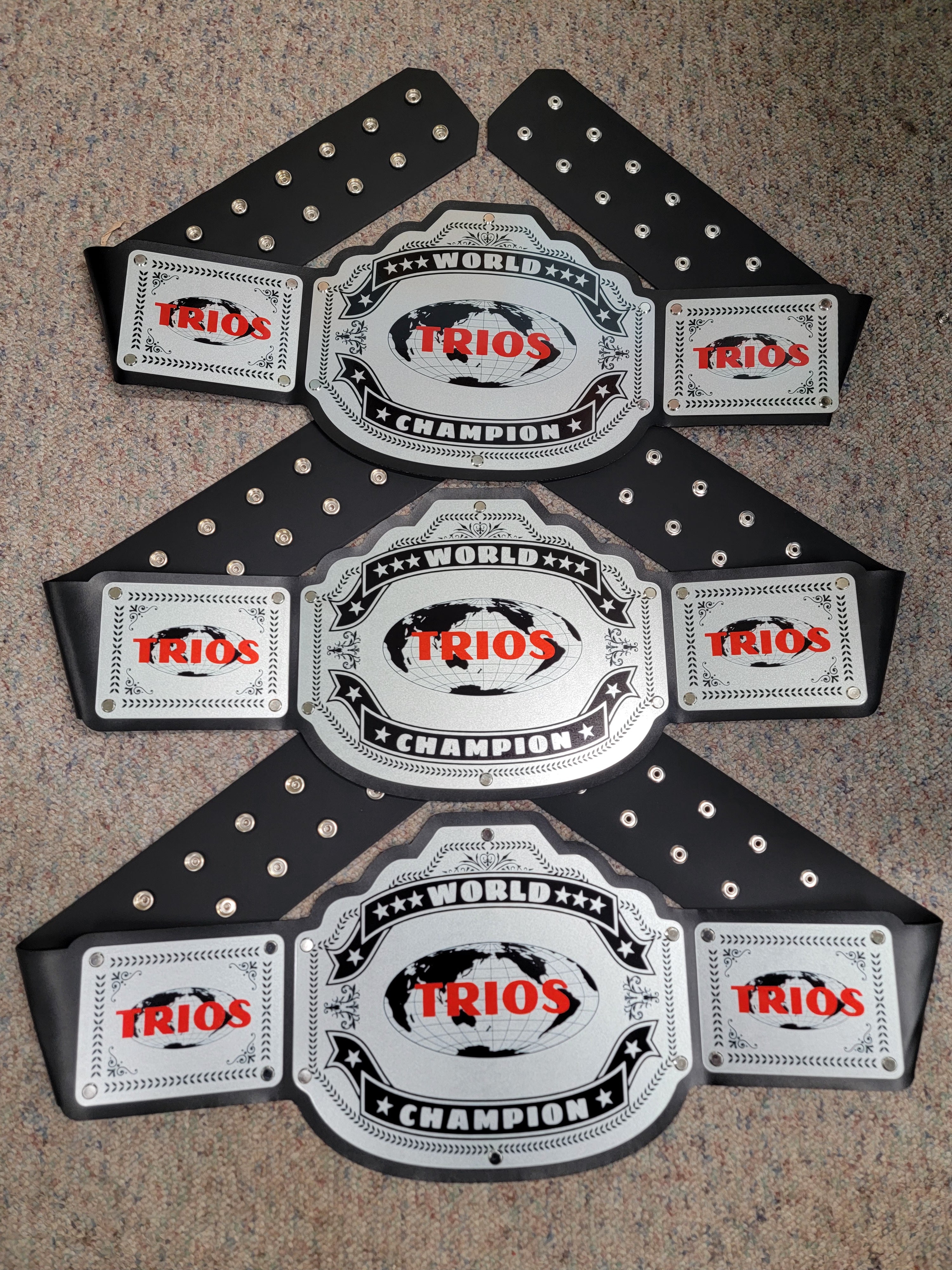 Trios Championship Belts - Commander Series - Silver