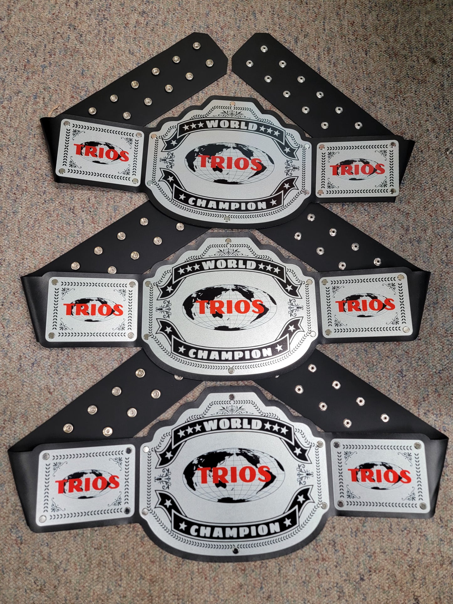 Trios Championship Belts - Commander Series - Silver