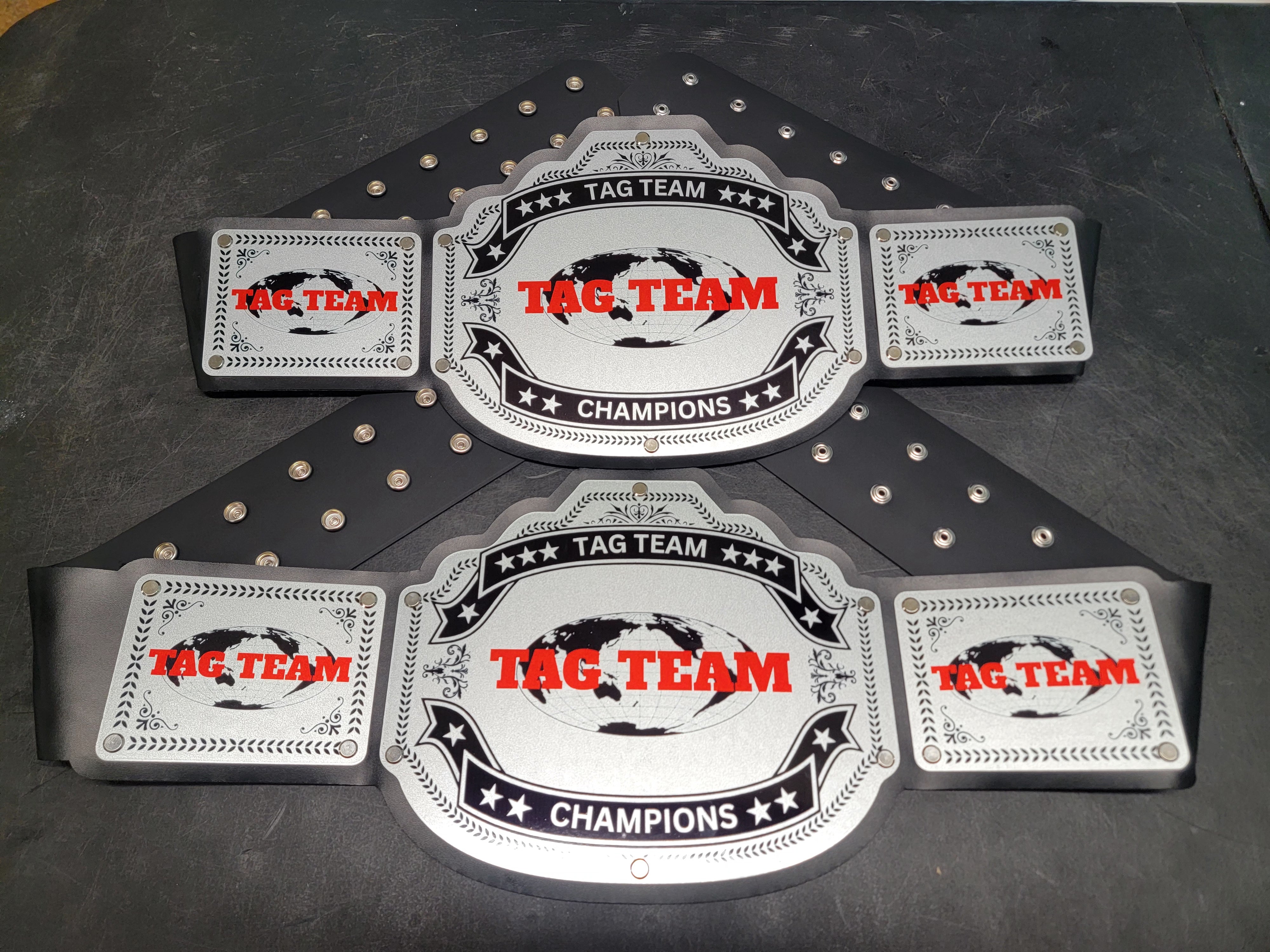 Tag Team Championship Belts - Commander Series - Silver
